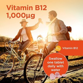 Healthspan Vitamin B12 1,000µg | 240 Tablets | Immune Support | Tiredness & Fatigue | One-A-Day Tablet | Easy to Swallow | Vegan