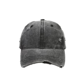 YuMENo Distressed Baseball Cap for Women Men Vintage Washed Cotton Low Profile Adjustable Dad Hats Black