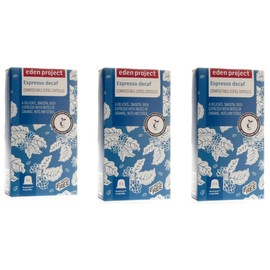 THE EDEN PROJECT 30 Italian Espresso Decaf Nespresso Compatible Coffee Pods - 100% Rainforest Alliance Certified Premium Arabica Coffees - Climate Neutral - 3 x 10 packs of Home Compostable Capsules