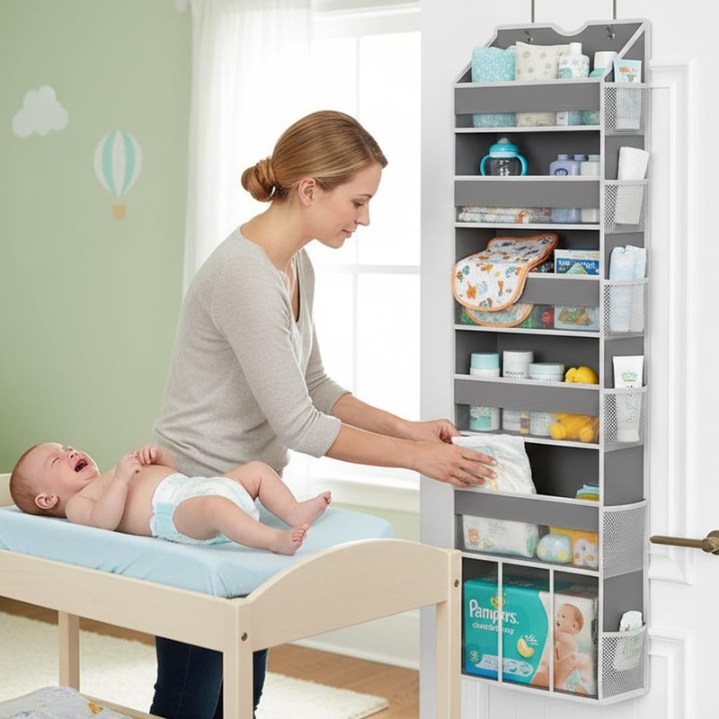 Over the Door Hanging Organizer for Bathroom & Nursery -