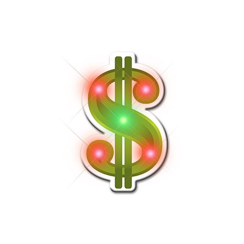 Light Up Dollar Sign Flashing Blinking LED Body Light Lapel