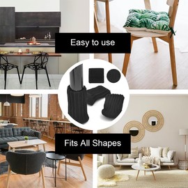 COYUN 8 x chair socks and 4 x non-slip pads, non-slip pads for furniture feet, elastic furniture socks, knitted, felt chair leg caps, non-slip pads for furniture, avoid scratches and noises