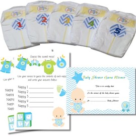 Rainbow Sensation Dirty Nappy Baby Shower Game 10 20 30 Players Girl Boy Neutral Game Prize (40 Players, Blue - Boy)