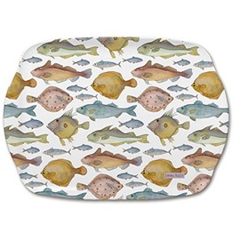 British Fish Design - Cod, Haddock, Bass, Plaice - Emma Ball Colourful Melamine Tray - 35 cm