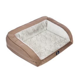 Serta Orthopedic Quilted Couch Dog Bed for Pets – Chocolate Brown (Small)