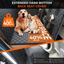 Hard Bottom Hold 400lbs Dog Car Seat Cover for Back Seat, 7 Layer Material Sturdy Waterproof Back Seat Extender for Dogs Increase Space 40%, Thickened Comfortable Dog Car Seat Cover for Car SUV