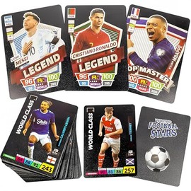Football Stars Sammelkarten Set, 55 Premium Karten mit Legenden und Top-Spielern, Gold-, Silber- und Schwarz-Edition (schwarz)