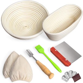 Bread Proofing Basket Set, Round and Oval Banneton Proofing Basket, Sourdough Bread Making Tool Set