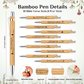 Chivertion 80 Set Christian Religious Gifts Bulk Include Bible Verse Bamboo Pens and Inspirational Bookmarks Scripture Biblical Church Gifts Sunday School Gift for Teacher Student