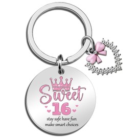 Cxulquvs Sweet 16 Gifts for Girls Sweet 16 Keychain 16th Birthday Gifts for Girls Sweet Sixteen Gifts for Teen Girls Sweet Sixteen Birthday Gifts for Sister Daughter Niece