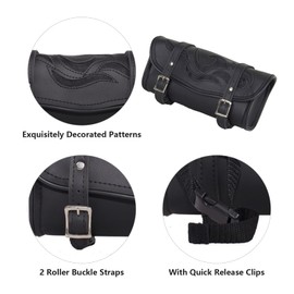 Gargoyle Bells Motorcycle Tool Bag with Flames Handlebar Bag for Motorcycle (Black, 10")