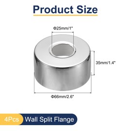 sourcing map 4pcs Shower Arm Flange 66mm/2.6" OD Escutcheon Plate Stainless Steel Round Plumbing Cover Plates for 25mm/1" Dia Water Pipe Faucet Decoration Accessories, Silver Tone