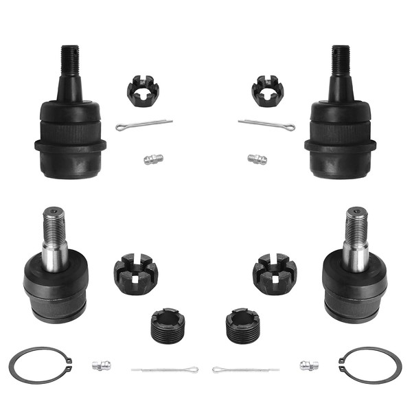 Detroit Axle - Front Ball Joints for Jeep Grand Cherokee Wrangler Comanche Wagoneer TJ, 4pc Upper & Lower Ball Joints Set Replacement