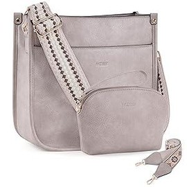 HKCLUF 4055 Women's Fashionable Crossbody Bag Purse For Women Leather Handbag Wallet Set Waterproof Women Crossbody Bag With 2count Adjustable Guitar Strap Perfect:_Khaki