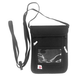 FoRapid Ripstop Nylon Anti RFID Card Holder, RFID-Blocking Neck Stash Pouch Wallet with Adjustable Strap, Travel Passport Holder Great for IDs Cards Passports Phones (Black)