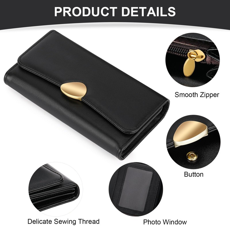 Wallet for Women PU Leather Trifold Wallet Large Capacity Clutch