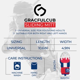 Gracfulcub Baseball Sliding Mitt, Baseball Glove Softball Guard, Ergonomic Design Protecting Fingers for Basic Base Running (Ice BlueRuby, Right Hand Wear)
