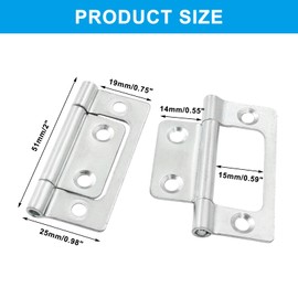 Augiimor 10 Pcs Non-Mortise Door Hinges, 2 x 0.98 Inch Bi-Fold Door Hinges with Screws for Furniture, Door, Windows,Windows, Cupboard (Silver)