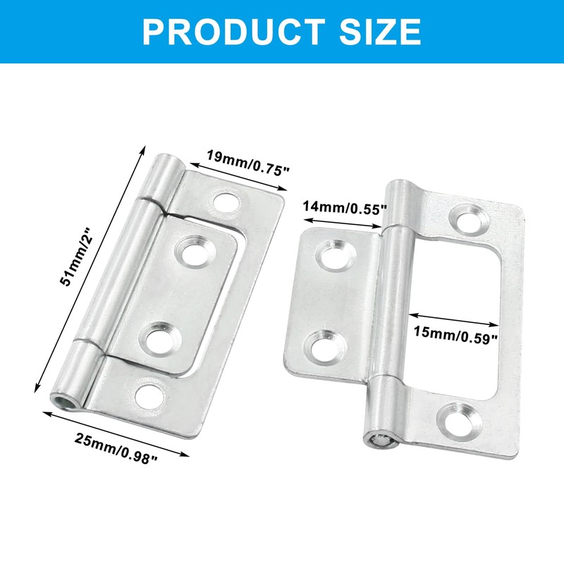 Augiimor 10 Pcs Non-Mortise Door Hinges, 2 x 0.98 Inch