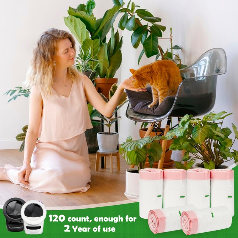 SZEE 120 Pack Automatic Litter Box Waste Bags, Drawstring Litter