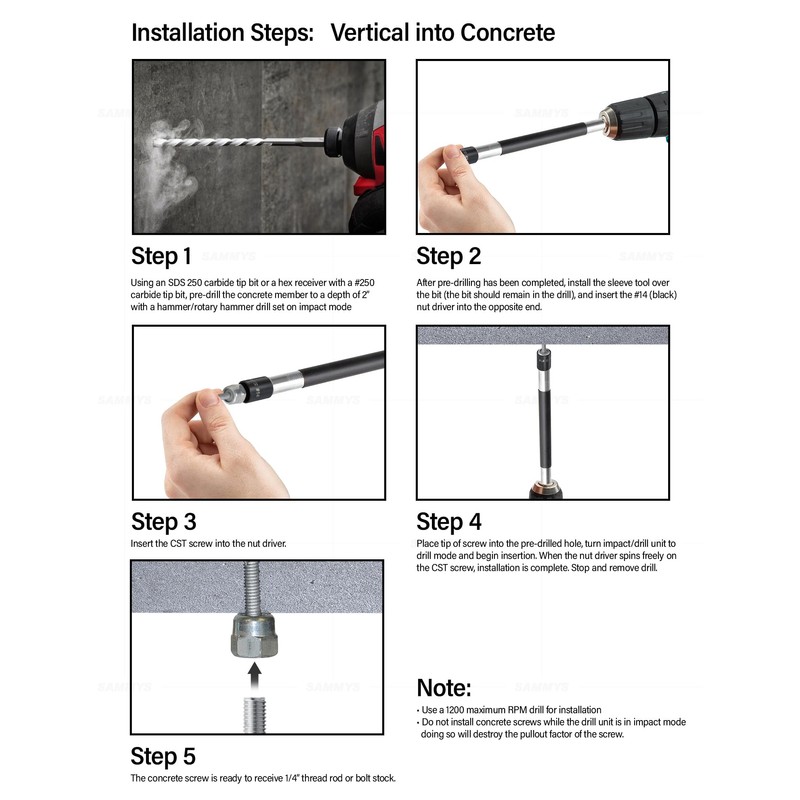 Everflow 8041957-25 3/8" Screw Vertical Threaded Rod Anchor Designed for
