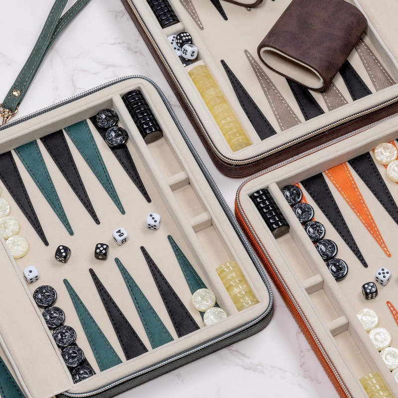 Lingle Backgammon Sets for Adults, Classic Board Game with Folding