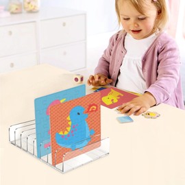 2 Pcs Puzzle Storage Rack with Puzzle Accessories Box, Puzzle Rack Organizer, Puzzle Holder Rack for 8 Small and Large Puzzles, Plastic Model Holder Storage Rack Organizer