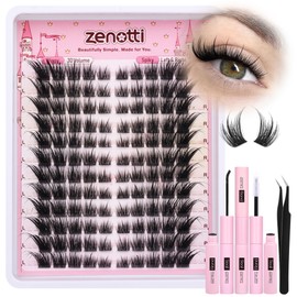 Lash Clusters Kit Cat Eye Eyelash Extensions Kit Wispy Fairy Lashes Clusters Natural Individual lashes Fox Eye DIY Lashes Extensions at Home with Lash Bond and Seal and Eyelash Tweezers by zenotti