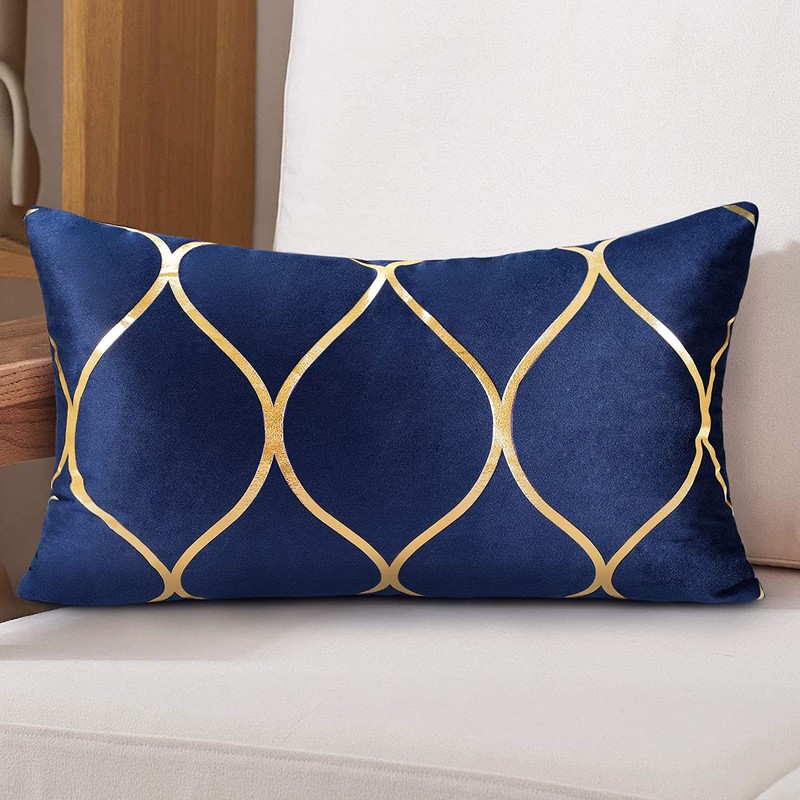 Hanrunsi Velvet Cushion Covers Navy Blue 30 x 50 Decorative