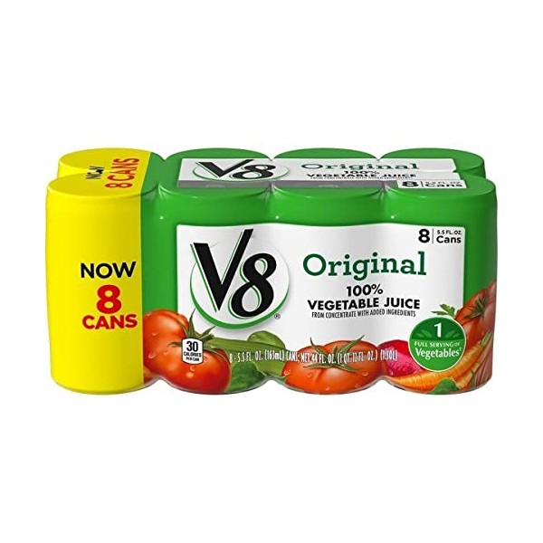 V8 Original 100% Vegetable Juice, 5.5 fl oz Can (Pack