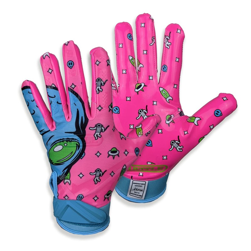 Battle Sports Alien Ultra-Stick Football Receiver Gloves for Adults (Pink,