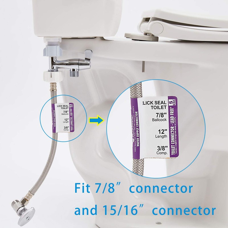 Hibbent Bidet T adapter Toilet Connector with ON/OFF Valve -