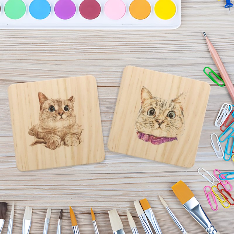 24 PCS Unfinished Square Wood Coasters, SIJDIEE 4 Inch Blank