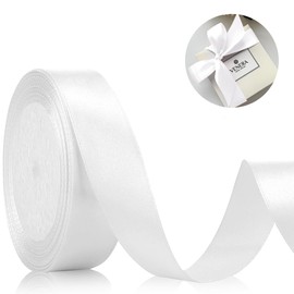 Gift Ribbon Satin Ribbon 44 m Gift Ribbon Wide 20 mm Ribbon Wedding Fabric Satin Gift Ribbon for Gift Wrapping, Crafts, Birthday and Wedding Decoration (White)