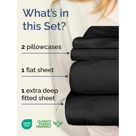 Extra Deep Pocket King Sheets - 4 Piece Breathable & Cooling Bed Sheets - Hotel Luxury Bed Sheet Set - Soft, Wrinkle Free & Comfy - Easily Fits Extra Deep Mattresses - Deep Pocket Black Sheets Set