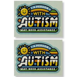 Max Petals Person with Autism Decals Pack of 2 – Autism Alert Stickers for First Responders, Medical Alert Vinyl Decals, Waterproof UV Resistant, 4×3 Inch