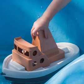 Dantoy: BIO Tuff Tuff Boat - Peach & Blue Toy Tug Boat, Indoor & Outdoor Play, Bath-Beach-Backyard-Water, Recycled Plastic, Kids & Toddlers Ages 2+