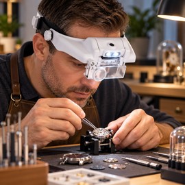 USB Rechargeable LED Head Magnifier for Watch Repair – Hands-Free Magnifying Glasses for Close Detail Work