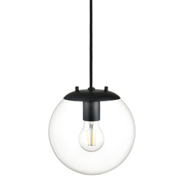 Linea di Liara Sferra Modern Large Glass Pendant Light Kitchen Island Black Pendant Lighting Clear Glass Globe Pendant Light Mid Century Hanging Light Fixture, LED Edison Bulb Included, UL Listed