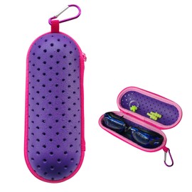 KUUBEELAA goggle case swimming,EVA swim goggle case with drain holes,swimming goggle storage box, Diving Glasses Bag with Hook,Breathable, quick drying and lightweight,Multiple colors