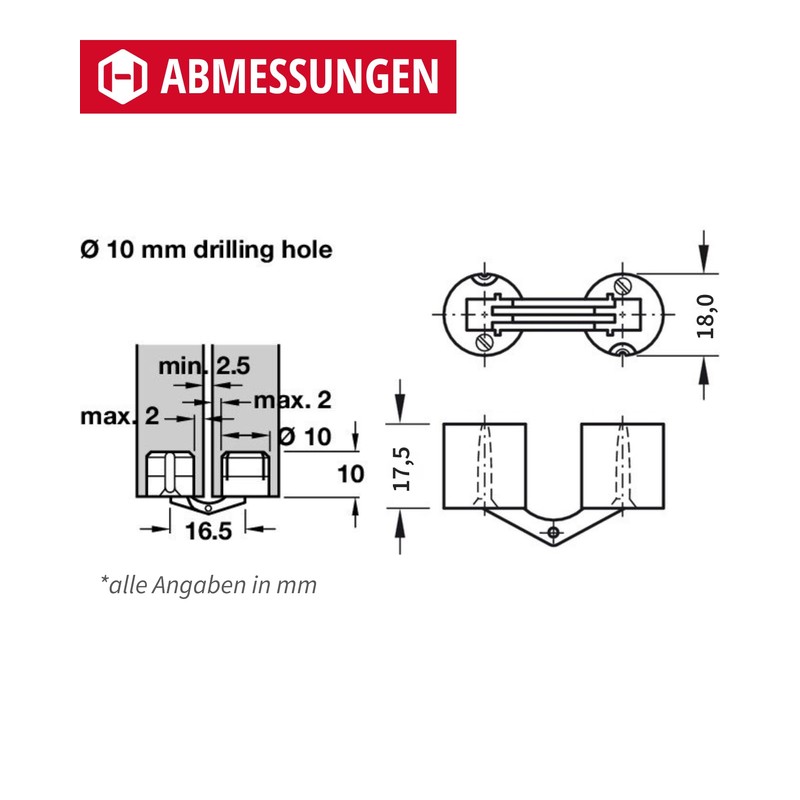 Gedotec ZYSA Concealed Drilling Hinge | 1 Piece Furniture Hinge