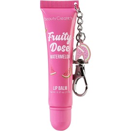 Beauty Creations - Fruity Dose Bálsamo Labial con Llavero - Aroma a Frutas, Aceites Esenciales, Textura Ligera, Hidratante y Fácil de Llevar (Sandia)