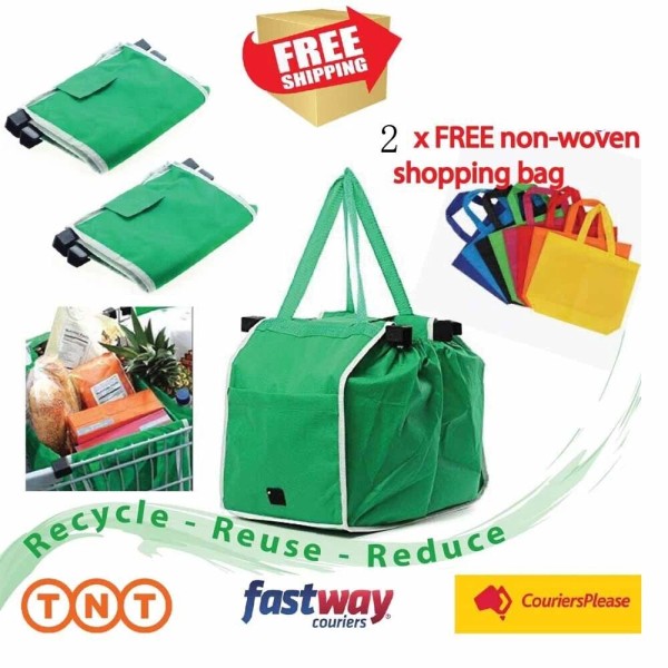 Unbranded 2 x New Foldable Reusable Supermarket Shopping Trolley Grocery