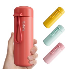 Exllena Mini Water Bottle 6.8oz/200ml, Small Insulated Water Bottle for Hot&Cold Drinks, Water Bottle Purse Bottle with Carry Handle - 100% Leakproof Perfect for School, Travel...(Coral Red)