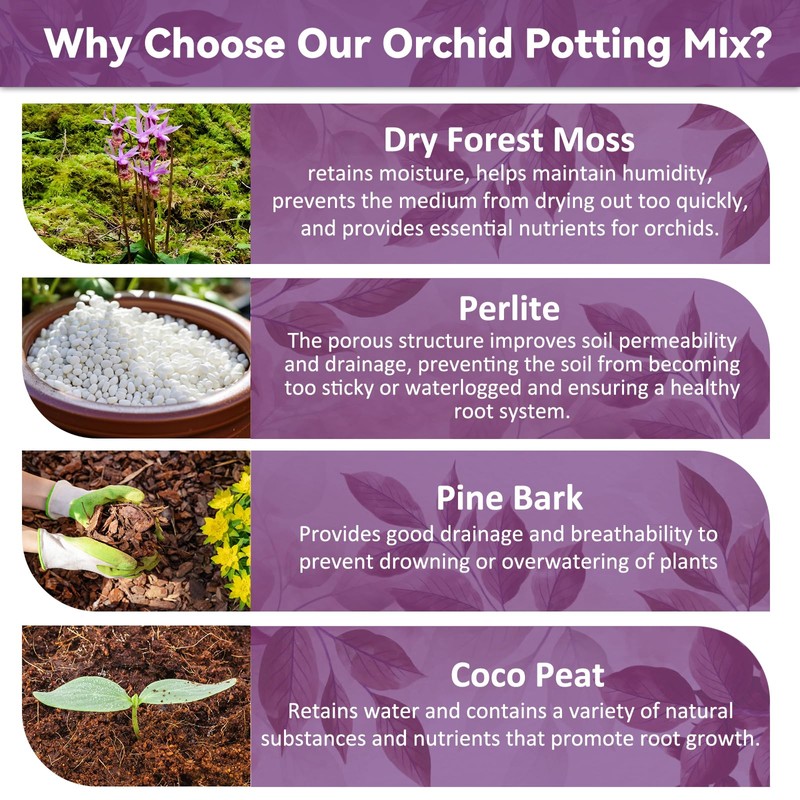 Riare 4QT Orchid Potting Mix for Repotting- Orchid Repotting Kit