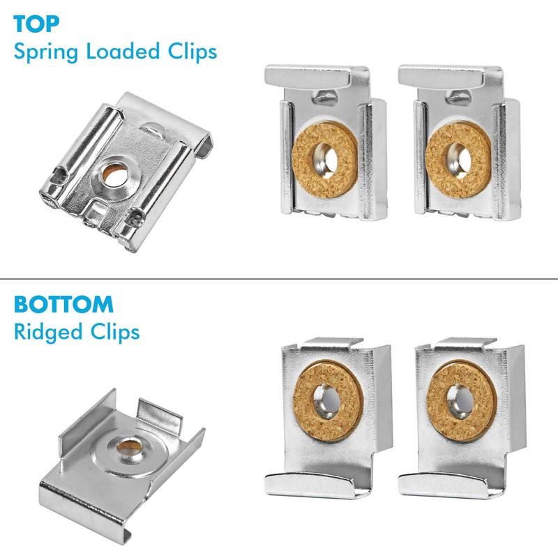 2 Sets (8 Pieces) Spring Loaded Mirror Hanger Clips Set