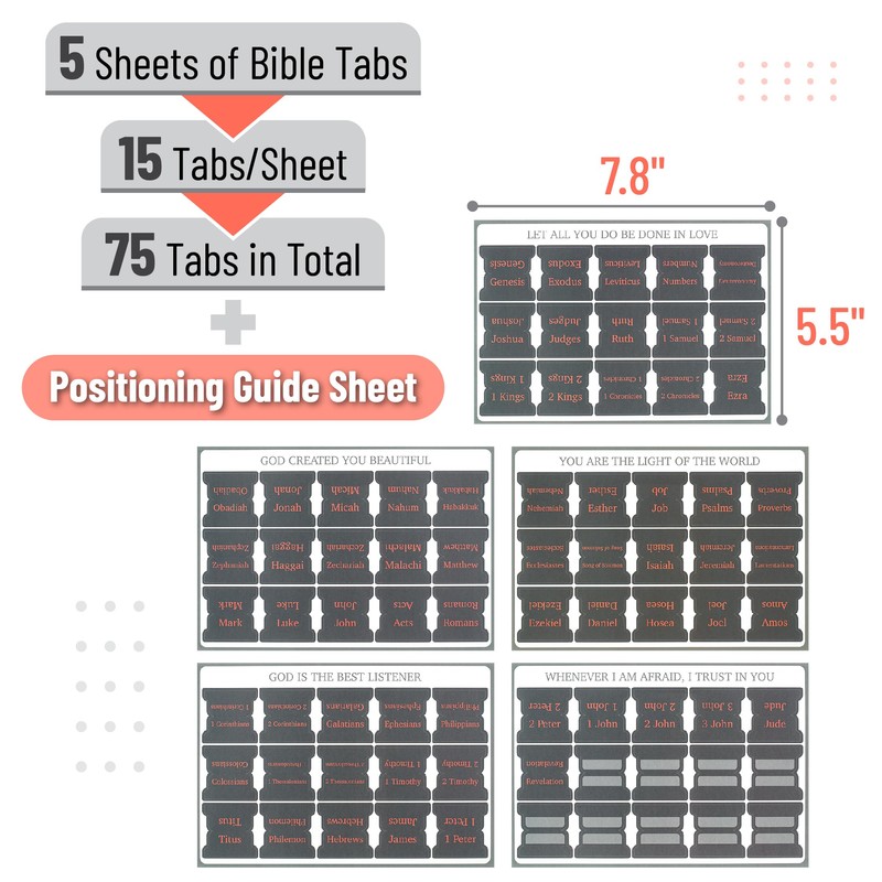 Mr. Pen- Bible Tabs, 75 Tabs, Cool Gray, Laminated Bible