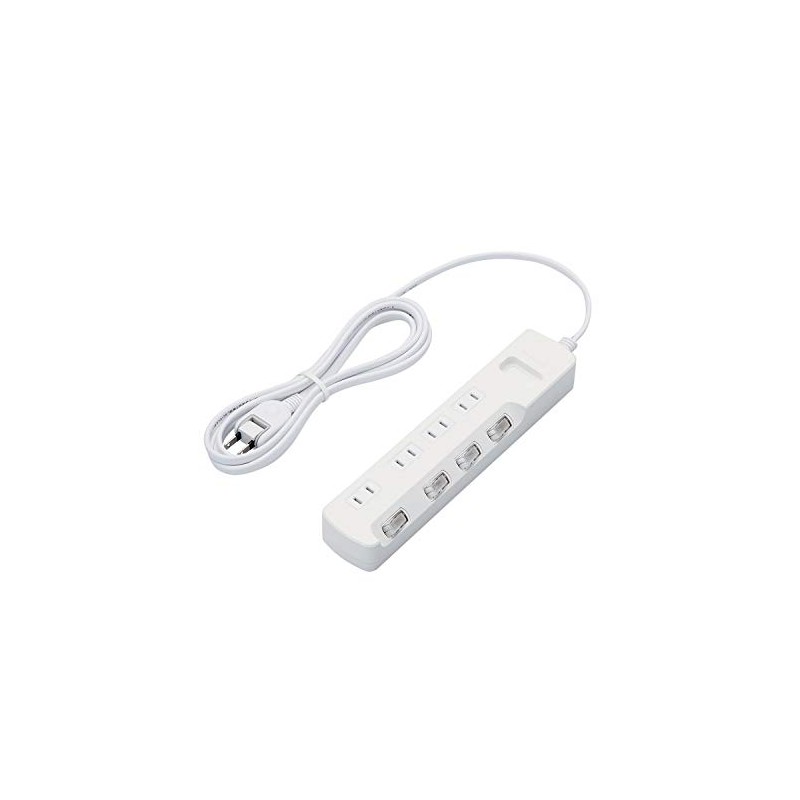 ELECOM T-K6A-2425WH Power Tap, Lightning Guard, Individual Switch, Dust Shutter,