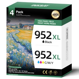952XL Ink Cartridges Combo Pack Latest Upgrade Replacement for HP 952 High-Yield Cartridge Color Officejet Pro 7740 8720 8710 8210 8715 8740 8702 8730 8725 7720 8216 Printer Black Cyan Magenta Yellow