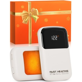 Hotdot AI Hand Warmers Rechargeable with Gift Box, 2 Pack Portable Electric Hand Warmer with LED Display Battery and Temperature, Fast Heating, for Men, Women, Hunting Camping Ivory